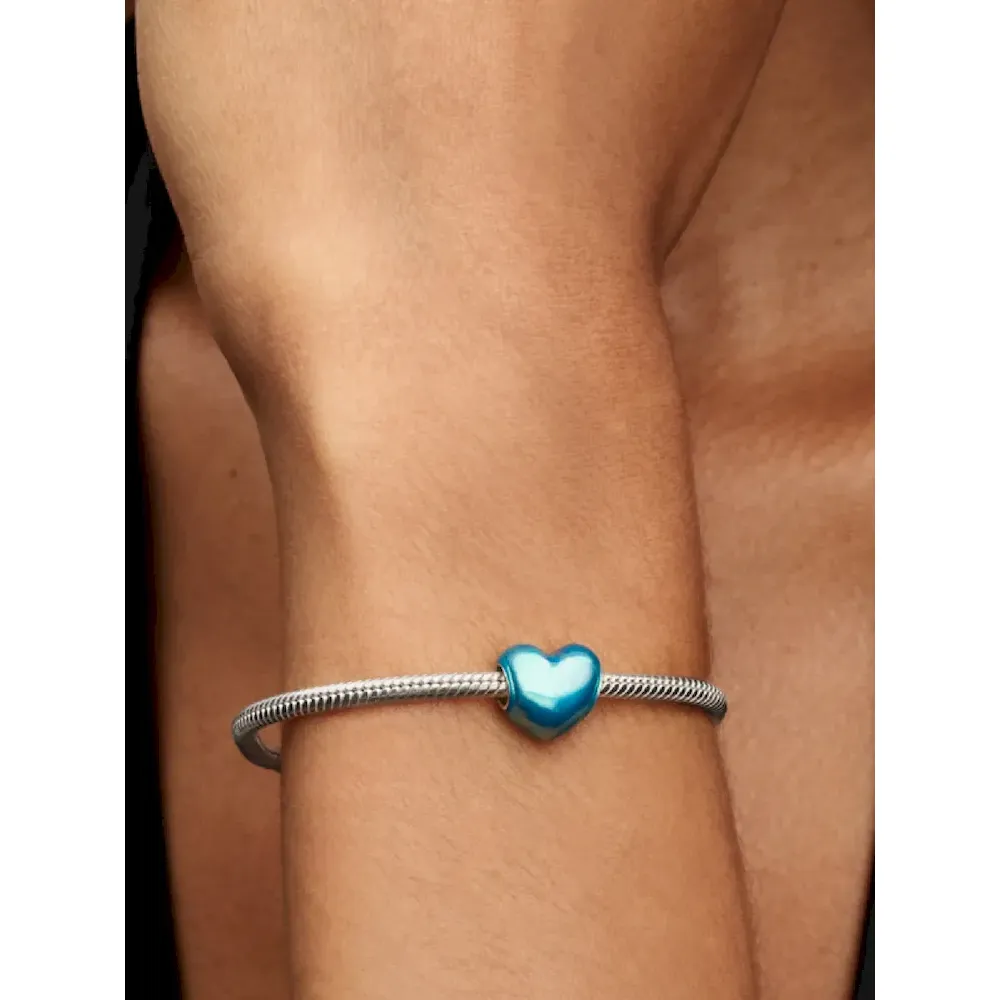 Metallic Sky Blue Heart Charm - Image 2