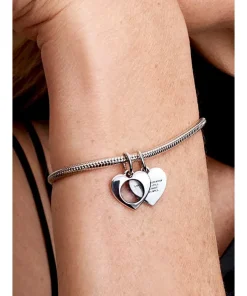 Alternative view of Engravable Heart Magnifying Glass Double Dangle Charm