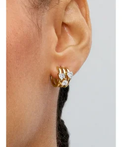 Alternative view of Triple Heart Hoop Earrings