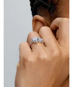 Alternative view of Sparkling Halo Hearts Ring