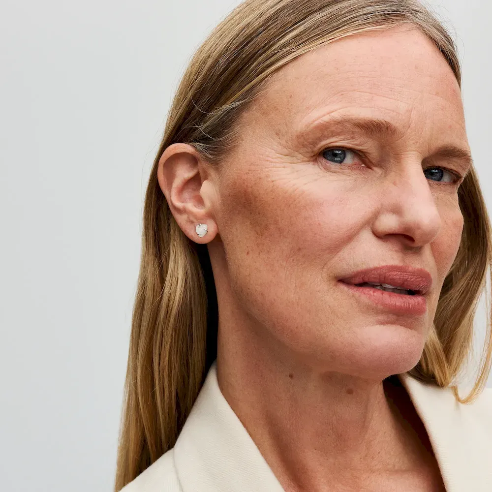 White Rose in Bloom Stud Earrings - Image 3