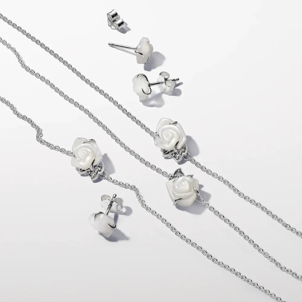 White Rose in Bloom Stud Earrings - Image 5