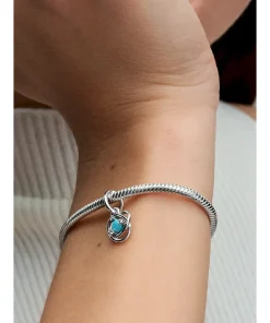 Alternative view of Turquoise Blue Eternity Circle Dangle Charm