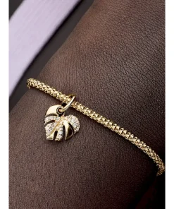 Alternative view of Sparkling Monstera Leaf Dangle Charm