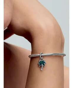 Alternative view of Opalescent Green Palm Tree Dangle Charm