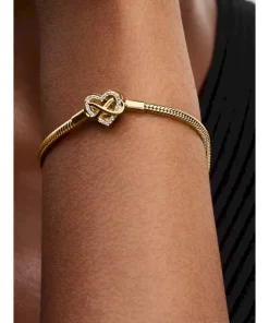 Alternative view of Sparkling Infinity Heart Clasp Snake Chain Bracelet