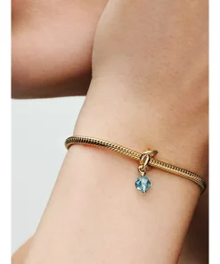 Alternative view of Faceted Sea Aqua Blue Eternity Circle Dangle Charm