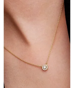 Alternative view of Round Pavé Halo Pendant Necklace