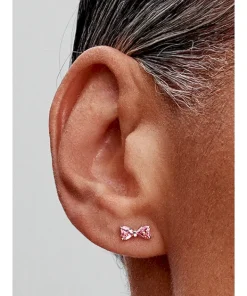 Alternative view of Sparkling Pink Bow Stud Earrings