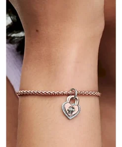 Alternative view of Two-tone Twistable Heart Padlock Double Dangle Charm