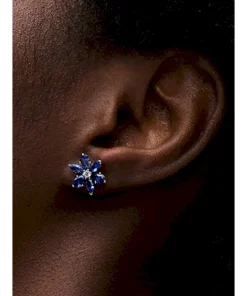 Alternative view of Sparkling Blue Herbarium Cluster Stud Earrings