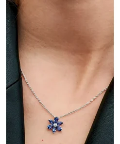 Alternative view of Sparkling Blue Herbarium Cluster Pendant Necklace