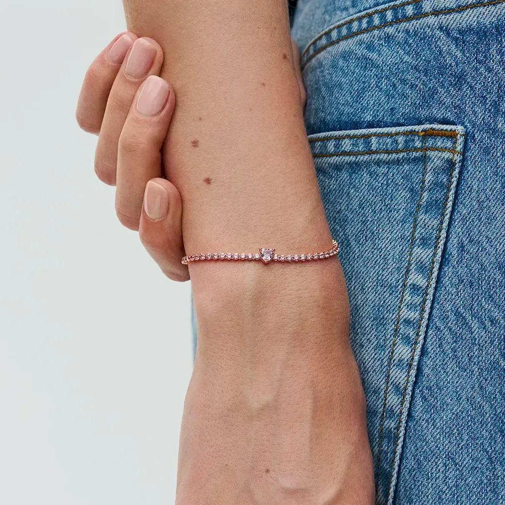 Sparkling Heart Tennis Bracelet - Image 3