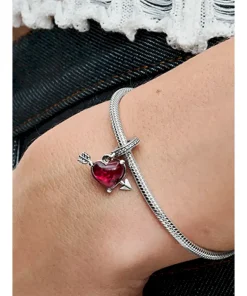 Alternative view of Red Heart & Arrow Murano Glass Dangle Charm
