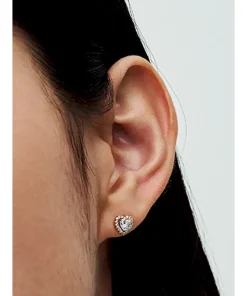 Alternative view of Sparkling Elevated Heart Stud Earrings