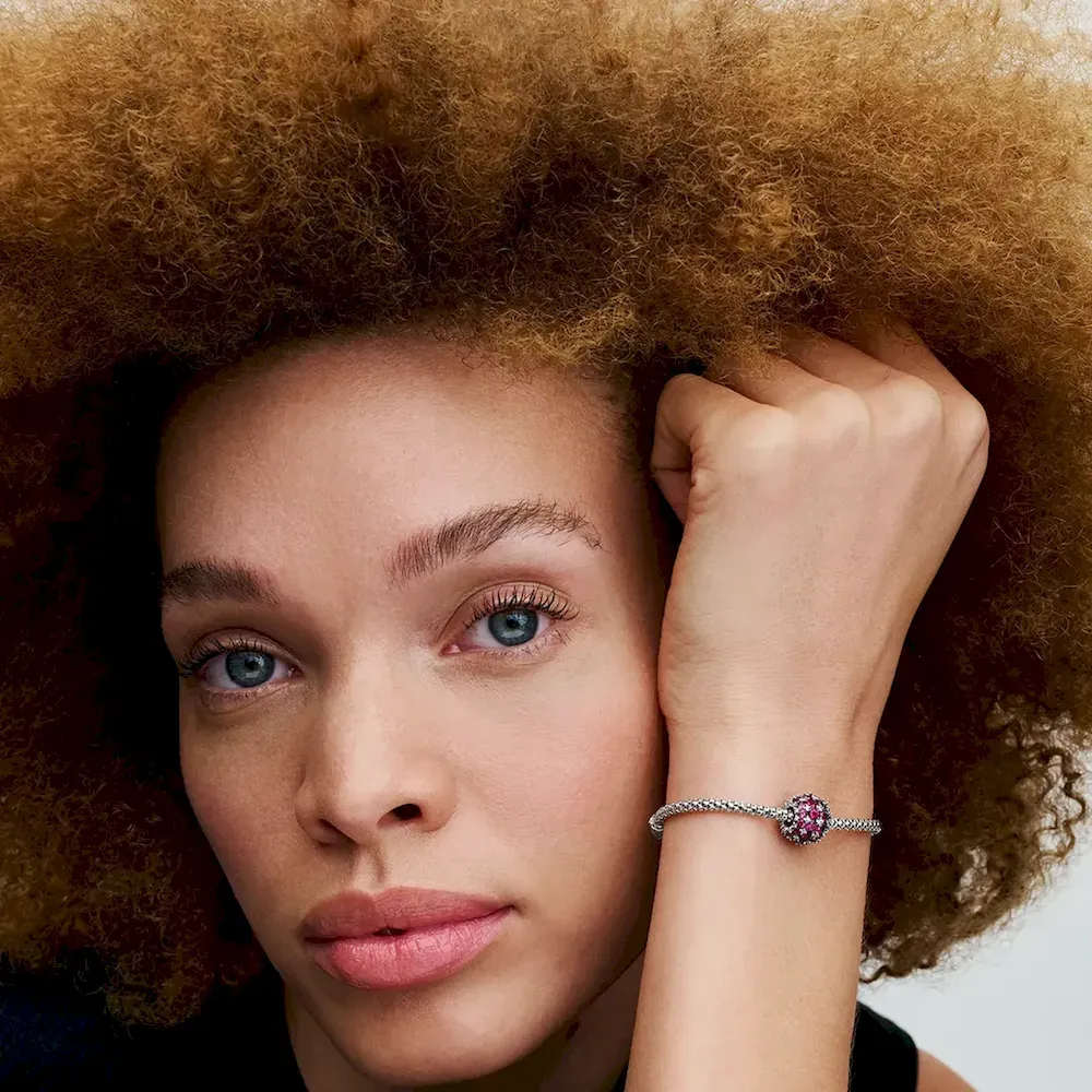 Sparkling Pavé Round Pink Charm - Image 3